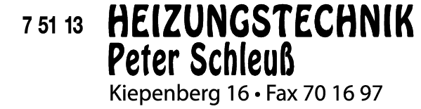 Anzeige Schleuß Peter Heizungslüftungsbau