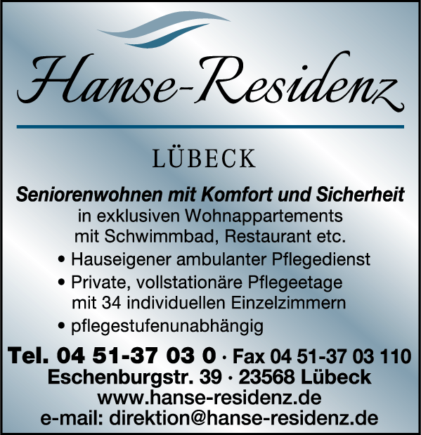 Anzeige Hanse-Residenz Lübeck GmbH