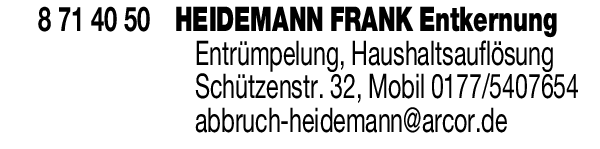 Anzeige Frank Heidemann Abbruch Dienstleistungen GmbH