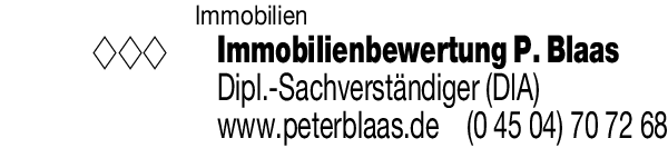 Anzeige Immobilienbewertung Peter Blaas Dipl.-Sachverständiger (DIA)