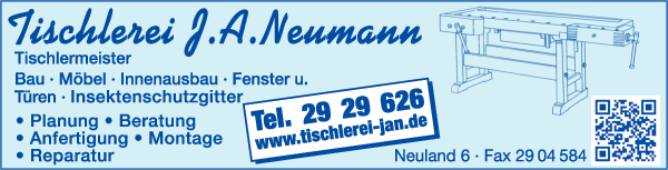 Anzeige Tischlerei J. A. Neumann