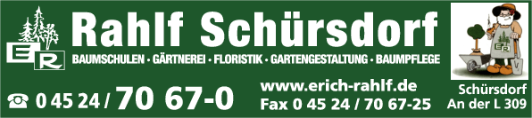 Anzeige Erich Rahlf GmbH & Co. KG Blumen-und Pflanzenmarkt