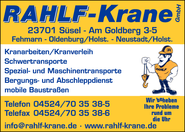 Anzeige Rahlf - Krane GmbH Kranverleih