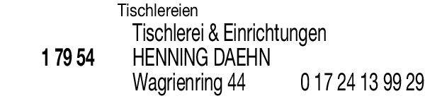 Anzeige Daehn Henning Tischlerei & Antiquitäten
