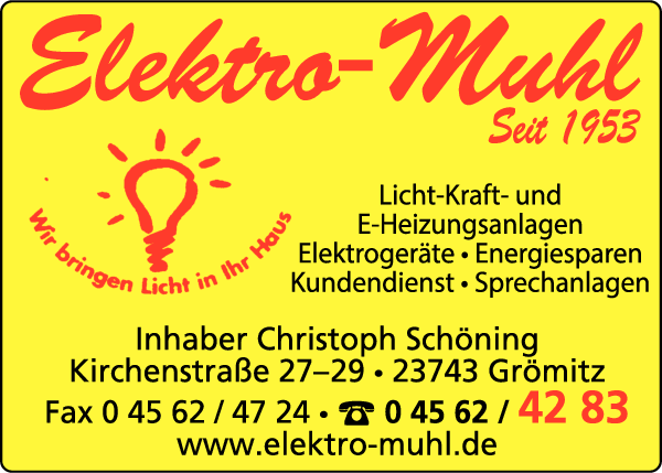 Anzeige Elektro Muhl Inh. Christoph Schöning