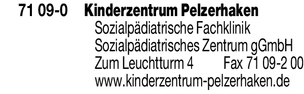 Anzeige Kinderzentrum Pelzerhaken Sozialpädiatrische Fachklinik