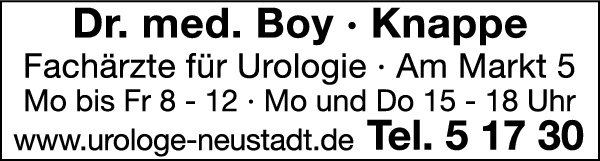 Anzeige Urologische Praxis Dr. Boy & Knappe