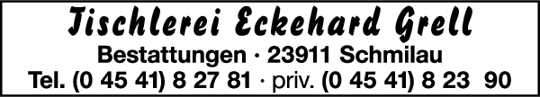 Anzeige Tischlerei Eckehard Grell