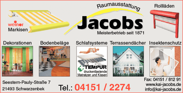 Anzeige Jacobs Kai e. K. Raumaustattung und Sonnenschutz