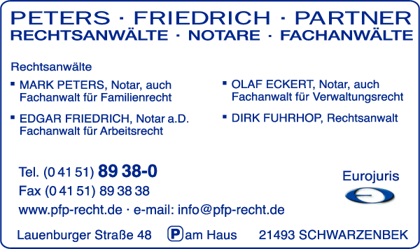 Anzeige Peters, Friedrich & Partner Rechtsanwälte und Notare