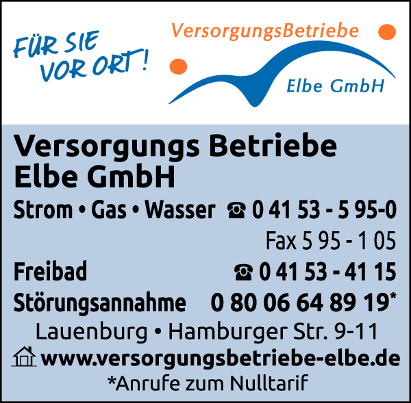 Anzeige Versorgungsbetriebe Elbe GmbH