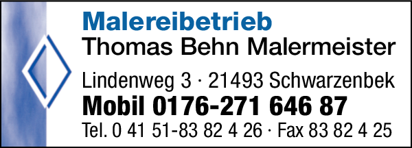 Anzeige Thomas Behn Malereibetrieb