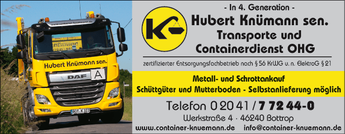 Anzeige Container Hubert Knümann sen. Transporte und Containerdienst OHG