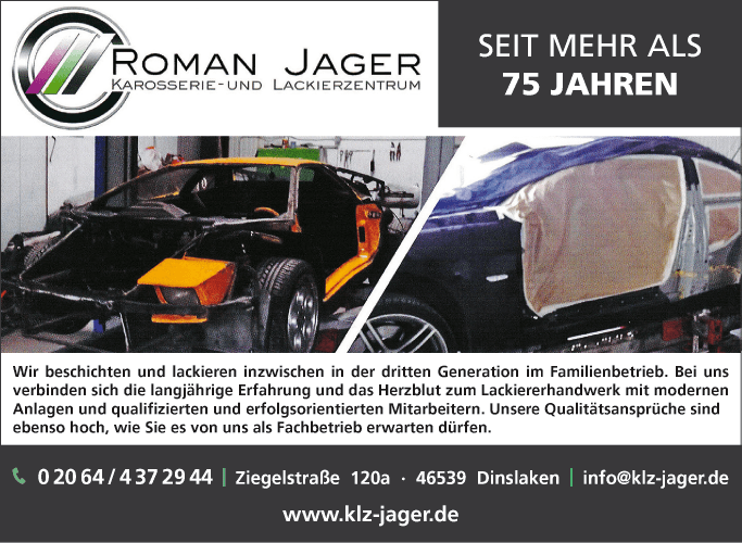 Anzeige Karosserie und Lackierzentrum Roman Jager