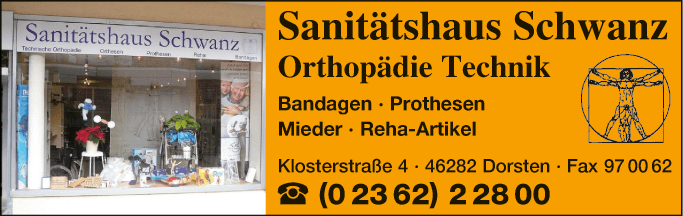 Anzeige Bandagen Sanitätshaus-Schwanz
