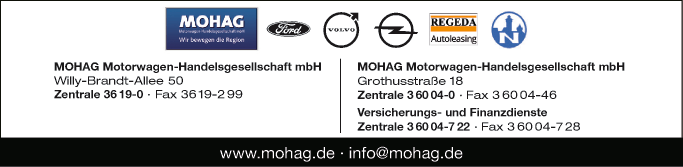Anzeige MOHAG Motorwagen-Handelsgesellschaft mbH