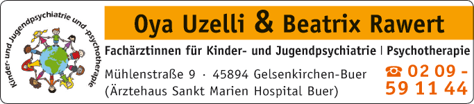 Anzeige Fachärztinnen für Kinder- und Jugendpsychiatrie / Psychotherapie Uzelli Oya & Rawert Beatrix