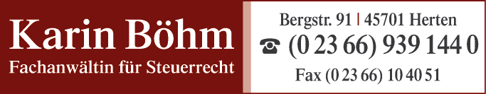 Anzeige Böhm Karin Rechtsanwältin - Steuerberatung