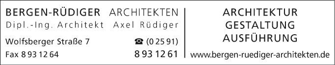 Anzeige BERGEN - RÜDIGER Architekten