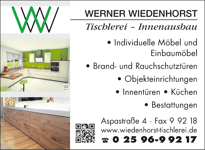 Anzeige Wiedenhorst, Werner