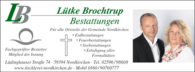 Anzeige Lütke Brochtrup Bestattungen und Tischlerei