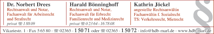 Anzeige Bönnighoff, Dr. Drees, Hünerbein