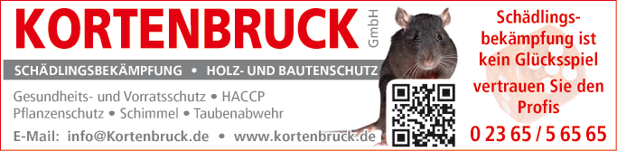 Anzeige Schädlings-Bekämpfung Kortenbruck GmbH