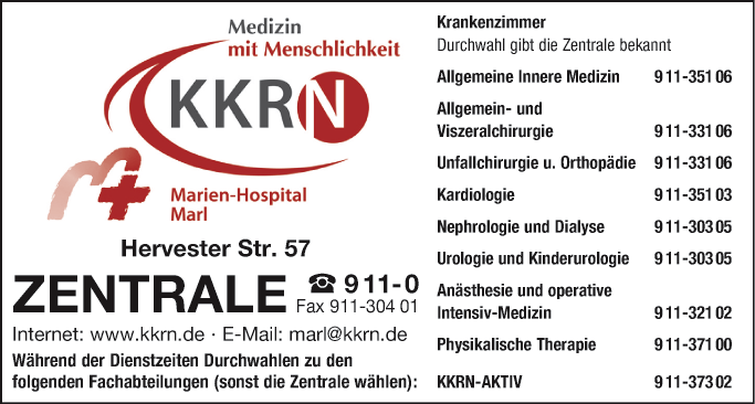 Anzeige Marien-Hospital Marl