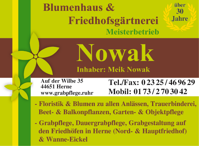 Anzeige Friedhofsgärtnerei & Blumen Nowak