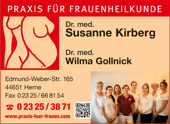Anzeige Praxis für Frauenheilkunde Dr. med. Kirberg und Dr. med. Gollnick