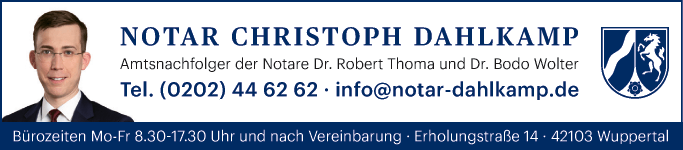 Anzeige Notar Christoph Dahlkamp