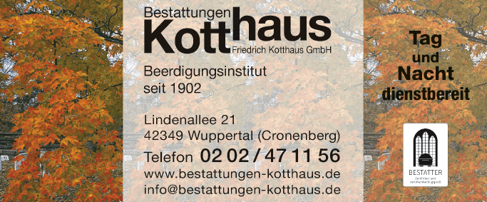 Anzeige Bestattungen Kotthaus GmbH