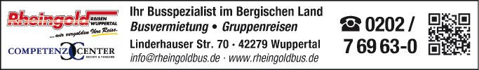 Anzeige Rheingold Reisen Wuppertal Blankennagel GmbH & Co. KG