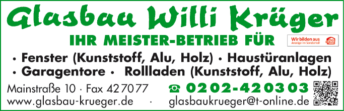 Anzeige Glasbau Willi Krüger