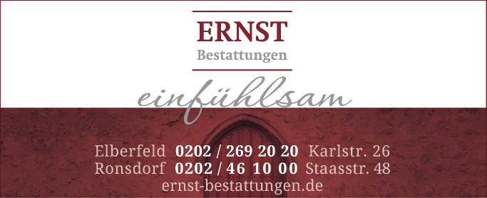 Anzeige Beerdigung 24h erreichbar ERNST Bestattungen GmbH