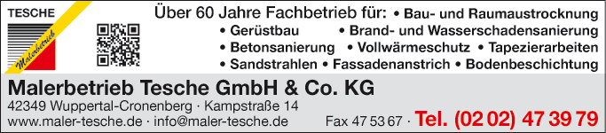 Anzeige Malerbetrieb Tesche GmbH & Co. KG