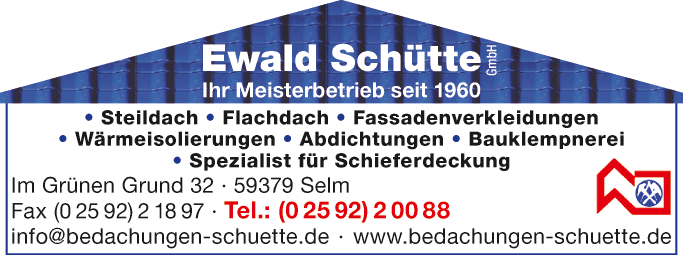 Anzeige Ewald Schütte GmbH Bedachungen