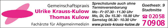 Anzeige Gemeinschaftspraxis - U. Krauss-Kulow und Thomas