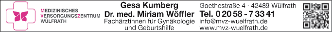 Anzeige MVZ Wülfrath - Kumberg Gesa, Miriam Wöffler Fachärztinnen für Gynäkologie