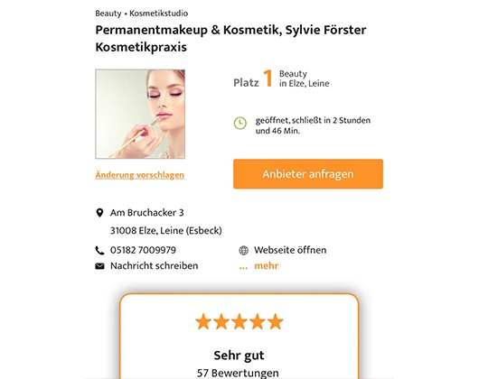 Kundenfoto 8 Förster Sylvia zertifiziertes Riso-Partnerinstitut Permanent Make-up und Charlotte Meentzen Kosmetik