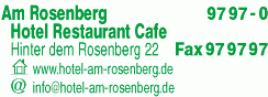 Anzeige Am Rosenberg Hotel Restaurant Cafe
