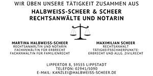 Kundenlogo von Halbweiß-Scheer & Scheer Rechtsanwältin & Notarin Kundenlogo von Halbweiß-Scheer & Scheer Rechtsanwältin & Notarin
