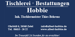 Kundenlogo von Tischlerei und Bestattungen Hobbie Inh. Thies Behrens