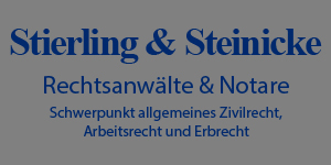 Kundenlogo von Volker Stierling u. Christopher Steinicke Rechtsanwälte & Notare Rechtsanwälte & Notare: Schwerpunkt allgemeines Zivilrecht,  Arbeitsrecht und Erbrecht
