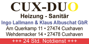 Kundenlogo von Cux-Duo Heizung-Sanitär Ingo Lallmann & Klaus Albuschat GbR