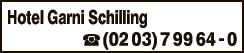 Anzeige Hotel Garni Schilling Inh. Erich Schilling