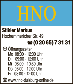 Anzeige Stihler Markus Facharzt für Hals-Nasen-Ohrenheilkunde