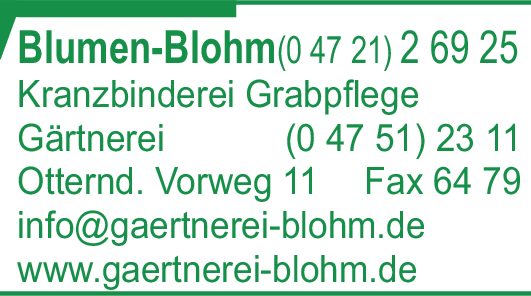 Anzeige Gärtnerei Blohm