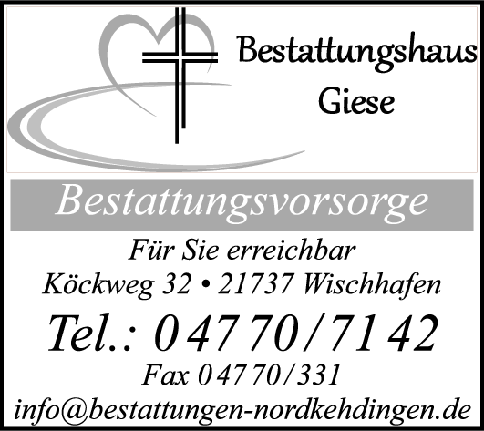 Anzeige Bestattungshaus Giese