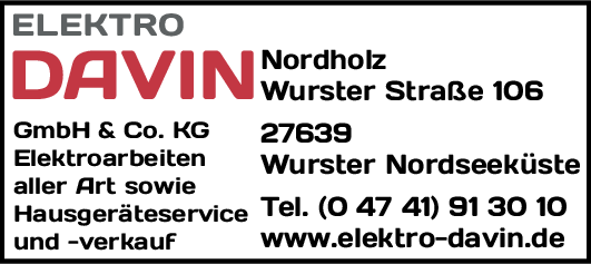 Anzeige Davin Elektro GmbH & Co. KG